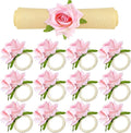 Chengu 12 Pcs Pink Floral Napkin Rings Summer Handcraft Flower Napkin Rings by CHENGU