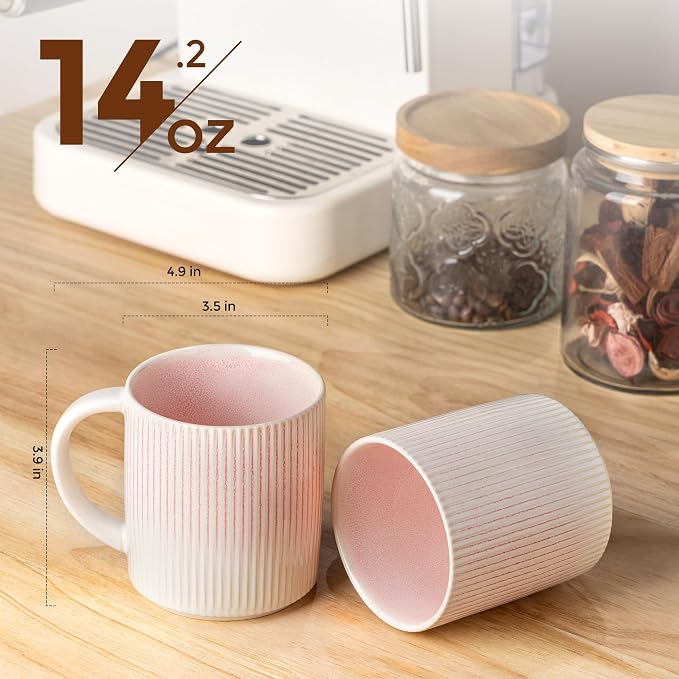 theterra Ceramic Coffee Mugs Set of 6, 14.2 oz Coffee Cups - Image 2