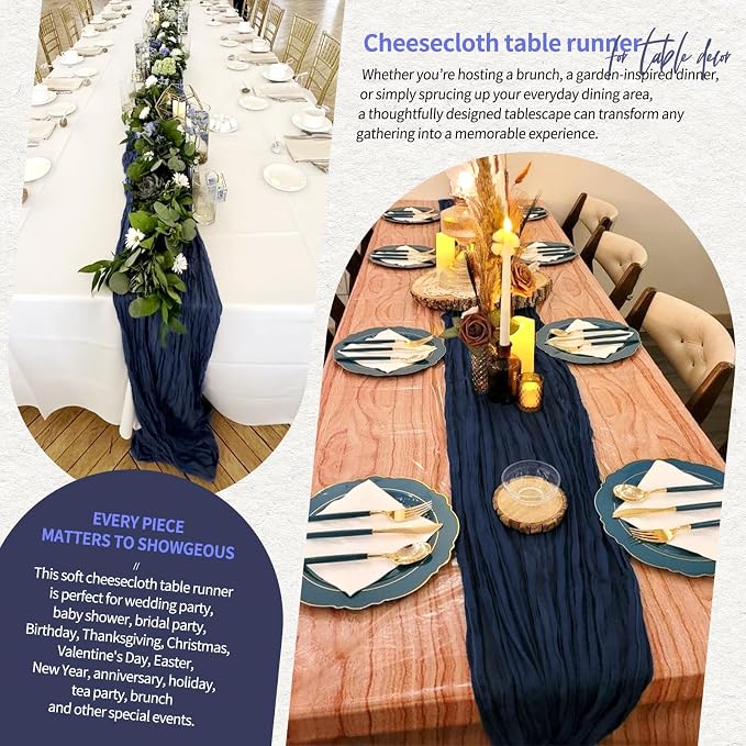 30 Pack Cheesecloth Table Runner 10FT Navy Blue Table Runner Boho Gauze Cheese - Image 8