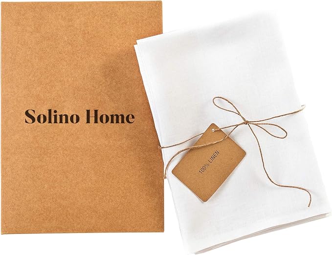 Solino Home White Linen Napkins Set of 4-100% Pure Linen Cloth Washable Dinner Napkins 20 x 20 Inch for Winter, Valentines, Spring, Easter - Fete