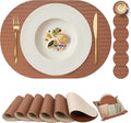 Woven Faux Leather Oval Placemats Set of 4/6 by Promattoo