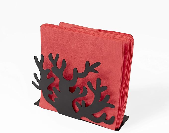 Mango Steam Tabletop Napkin/Tissue & Letter Holder For Home, Kitchen, Restaurants (Coral, Black)