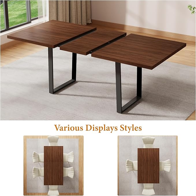 ZckyCine Walnut Color Expandable Dining Table, 51-67 Inches Adjustable Length, Modern Simple Design, Perfect for Family & Office, Seats 6+