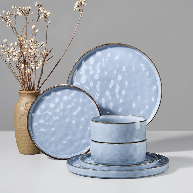 HaWare Dinnerware Sets, 6-Piece Plates and Bowls Set, Stoneware Dish Set by HaWare
