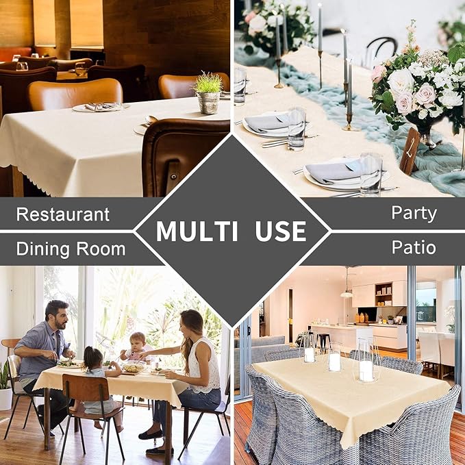 Smiry Rectangle Table Cloth, Waterproof Heavy Duty Vinyl Tablecloths, Wipeable Washable Table Cover for Kitchen and Dining Room (Brown, 70" X 120")