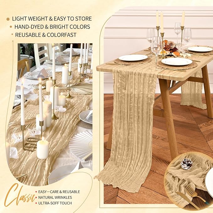 30 Pack Cheesecloth Table Runner 10FT Nude Table Runner Boho Gauze Cheese Cloth - Image 5