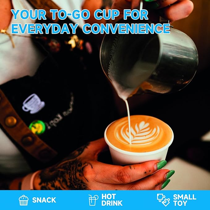 RACETOP 100 Pack 12 oz Disposable Paper Coffee Cups with Lids, Paper Cups with Lids 12 oz, Hot Cups for Home/Office