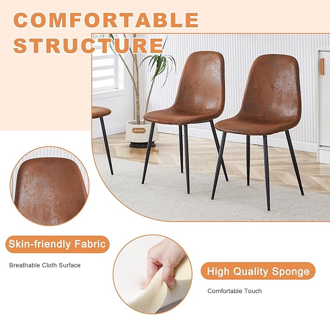 6 Chair Dining Table Set，Dinner Table Set for 6, 55'' Kitchen Table and PU Leather Chairs Set of 6, 7 Piece Dining Table Set for Kitchen Dining Room