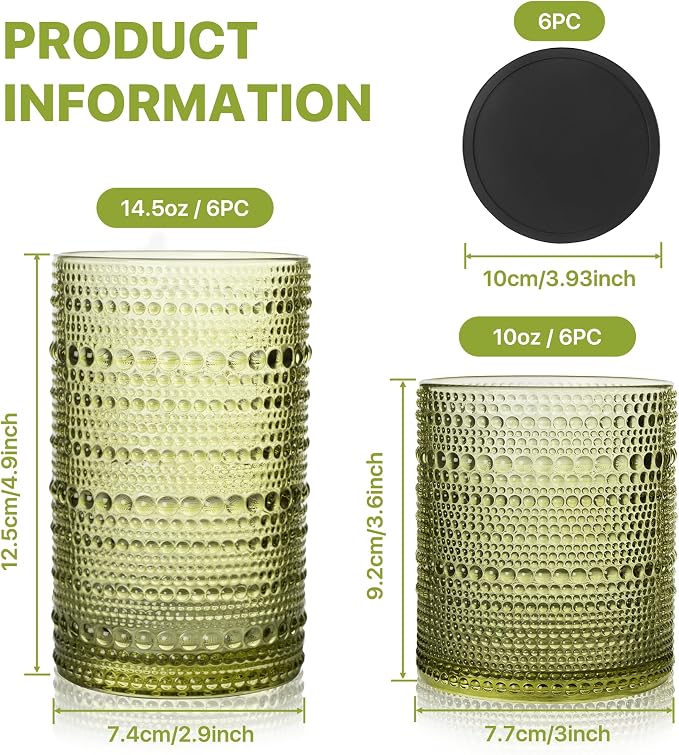 Hobnail Drinking Glasses Set of 12 - Image 4