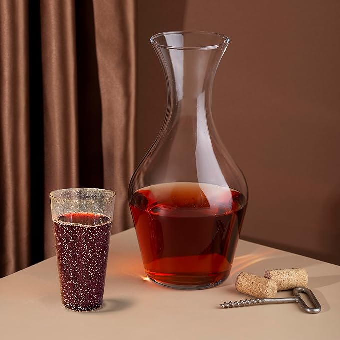 R-kay 16 oz Gold Glitter Plastic Cups For Party - 50 Pack Gold Plastic Cups - Hard Disposable Cups - Premium Heavy Duty Gold Cups - Disposable Cocktail Glasses - Party Cups (50 Pack, 16, ounces)