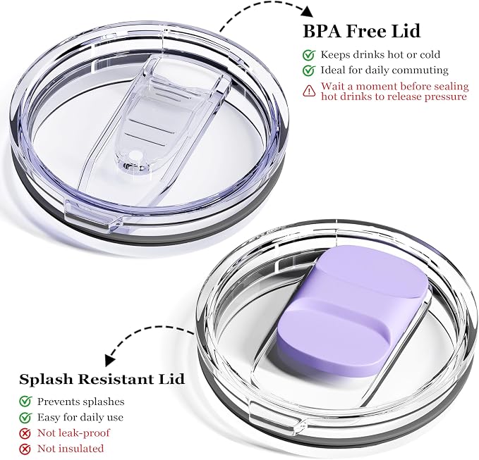 12oz Insulated Coffee Mug with Lid – Includes Two Lids, Stainless Steel Coffee - Image 3
