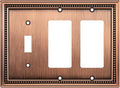 Henne Bery Sunken Pearls Heavy Duty Decorative Wall Plate Switch Plate Outlet Cover (Single Toggle/Double Decorator, Antique Copper)
