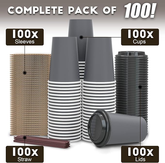 100 Pack - 12 oz Disposable Coffee Cups To Go - Image 7