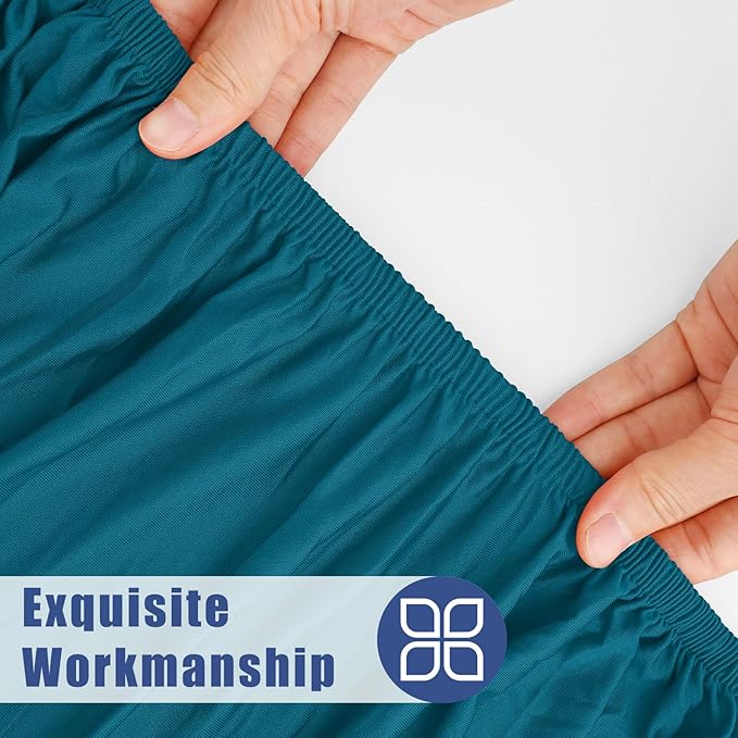 Round Spandex Tablecloth, Elastic Fitted Waterproof Tablecloths for 25"-30" Tables, Stretch Washable Picnic Table Cover for Camping, Dining, Indoor and Outdoor,Peacock Blue