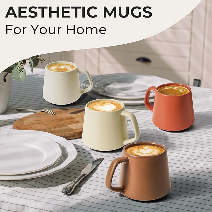 MIAMIO - Coffee Mugs Set of 4, Large - Luxe | Large Ceramic Coffee Mugs - Image 3