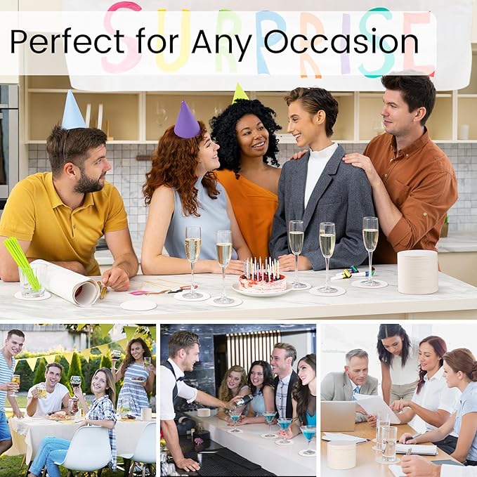 50 Pieces Disposable Paper Coasters, GOH DODD Thickened (1.5MM) 4 Inch Bar Coasters Bulk Absorbent Cardboard Blanks for Drinks DIY Arts Crafts Wedding Party Gifts Education, White, Round