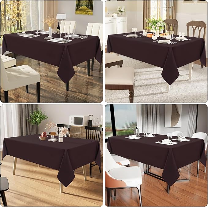 Smiry Rectangle Table Cloth, Waterproof Anti-Scratch Polyester Tablecloth, Decorative Washable Fabric Table Cover for Dining, Buffet, Parties and Outdoor, 54x108, Coffee