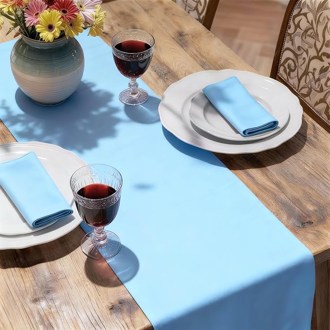 MEANMOY Baby Blue Table Runner 36 Inches Long Waterproof Table Runners | - Image 6
