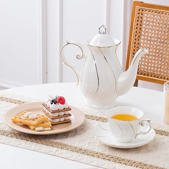 Agyiuns 6 Sets 6oz Porcelain Tea Cups Saucers，White - Image 6