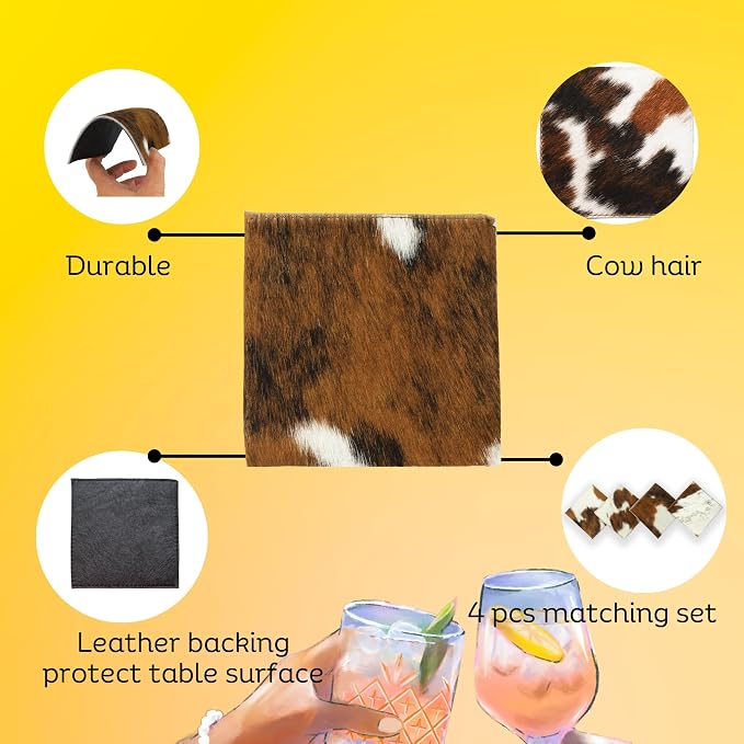 RODEO Handmade Leather Cowhide Coasters - Image 3