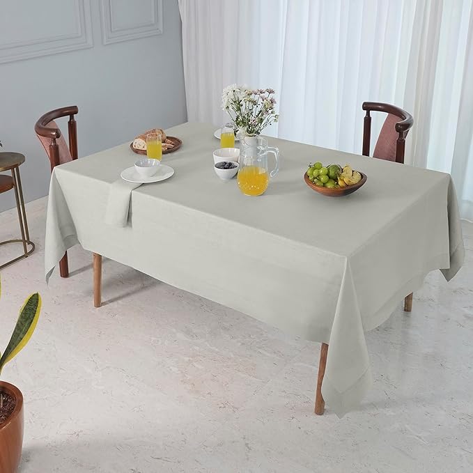 D'Moksha Homes Linen Tablecloth for Rectangle Tables 60 x 144 Inch - 100% Pure Linen Silver Grey Table Cloth - Machine Washable Cloth Tablecloth for Spring, Easter
