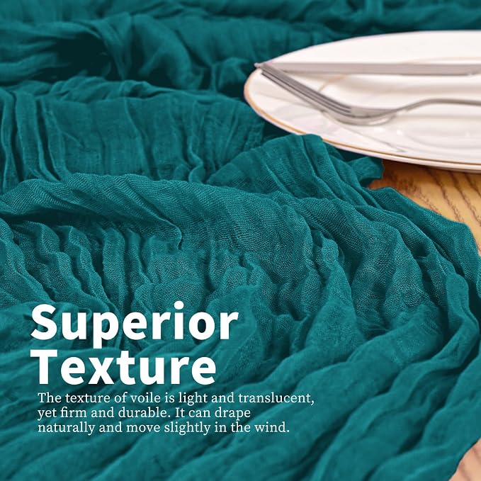 4 Pack Teal Table Runner 17 x 108inch Cheesecloth Table Runner Boho Gauze Table - Image 2