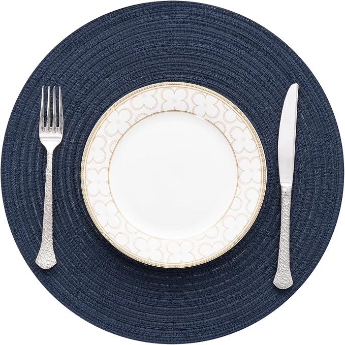 SHACOS Round Placemats Set of 4 Washable 15 inch Round Table Mats Cotton - Image 9
