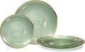 " OCCASIONS " 240 Plates Pack,(120 Guests) Premium Wedding Party Disposable Plastic Plates Set -120 x 10'' Dinner + 120 x 7'' Salad/Dessert (Belize in Green & Gold)