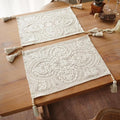 Embroidered Placemats Farmhouse Lace Doily, 8 Tassel Pendants, Layered Accent by ARTBLOSS
