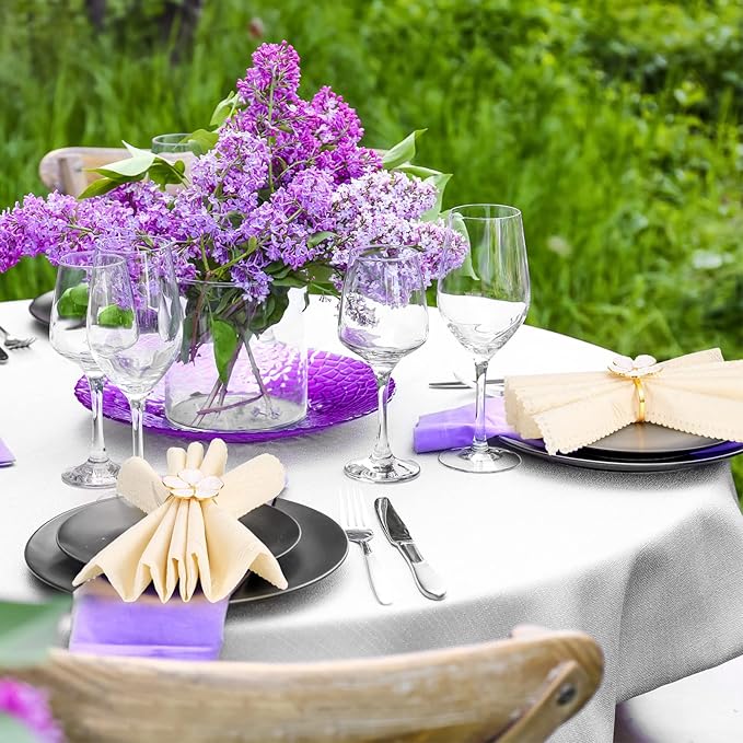 Patelai Set of 36 White Flower Napkin Rings Bulk Gold Napkin Ring Holders | - Image 4