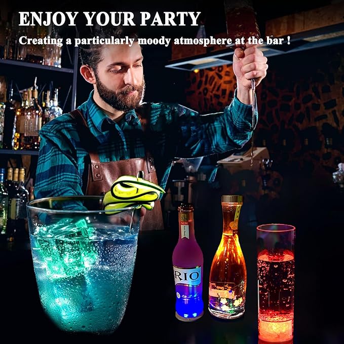 LED Drink Coasters, 60 Pack Multicolor, Round, EVA Material, 3 Lighting Modes, 24+ Hour Battery Life