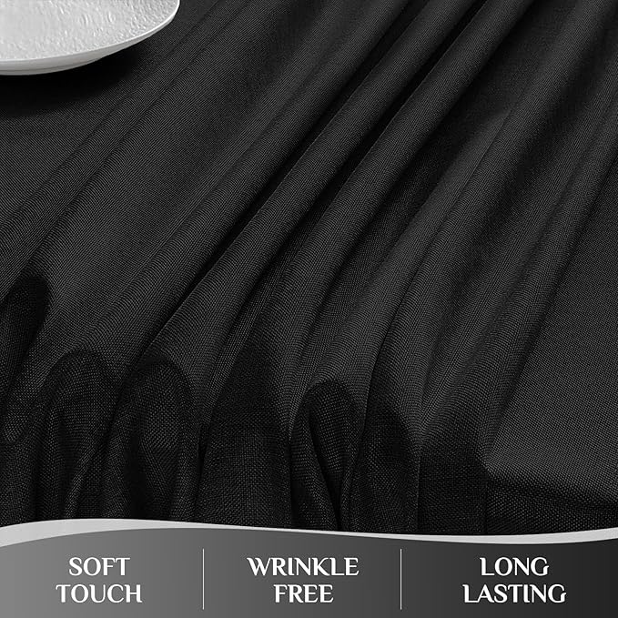 Softalker Black Tablecloths Rectangular 84x60 inch Linen Textured Table Cloth Waterproof, Stain and Wrinkle Resistant, Outdoor Table Cloth for 6 Foot Rectangle Tables Decor for Party Holiday Birthday