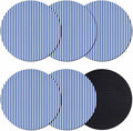 Navy Blue Stripe Coasters Set of 6, Modern White Vertical Striped Geometric by PIEPLE