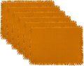 DII Everyday Collection, Fringed Solid Tabletop, Placemat Set, Pumpkin Spice by DII