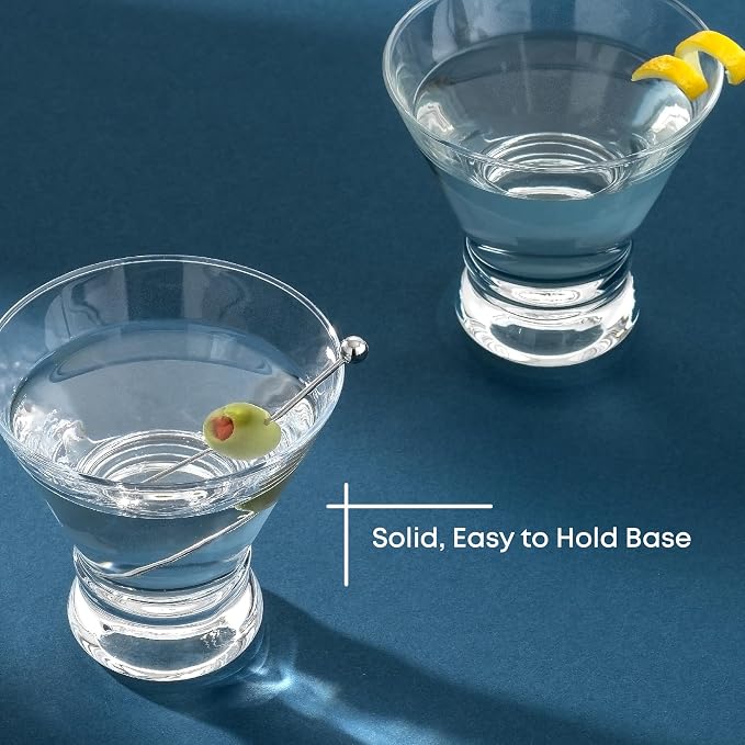 JoyJolt Afina Stemless Martini Glasses Set of 4, 8.5oz Liquor Drinking Glasses - Image 7