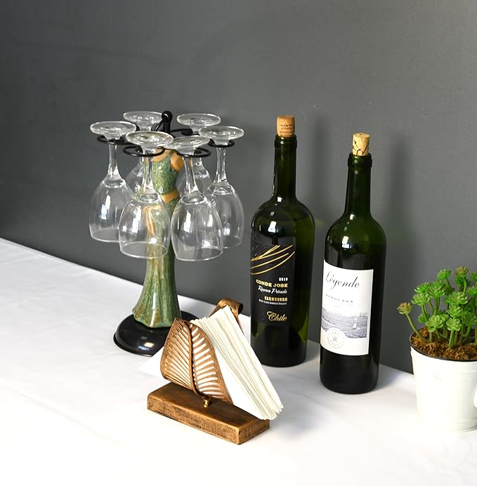 Set of 2 Freestanding Modern Napkin Holder with Leaf Design, Tabletop Tissue Dispenser, Countertop Napkin Storage Organizer – Bronze