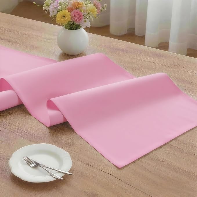 MEANMOY Pink Table Runner 108 Inches Long Waterproof Washable Table Runners | - Image 3