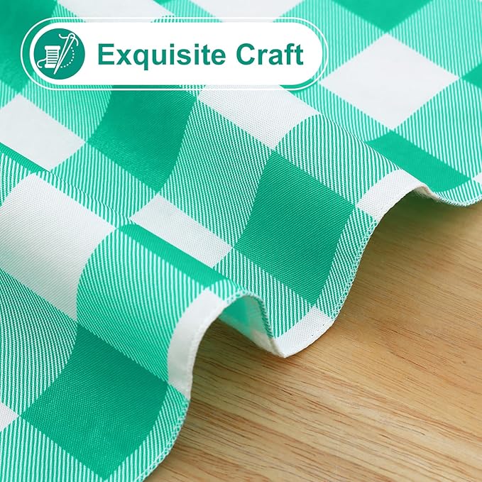 misaya Rectangle Waterproof Vinyl Table Cloth, Buffalo Flannel Backed Tablecloth, Wipeable Plastic Table Cover for Dinner, Kitchen, Outdoor (60" x 102", Green and White)