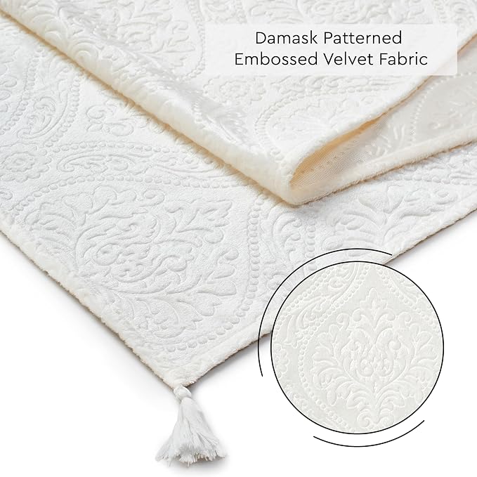 Encasa XO Table Runner, Embossed Velvet, Elegant 13"x94" | Cream, 175 GSM - Image 5