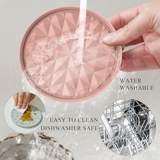 Silicone Coasters for Drinks[4 Pack]- Cup Mat for Tabletop Protection-Non-Slip, Non-Stick, Coffee Table Decor, Great Gift for Any Occasion, Pink