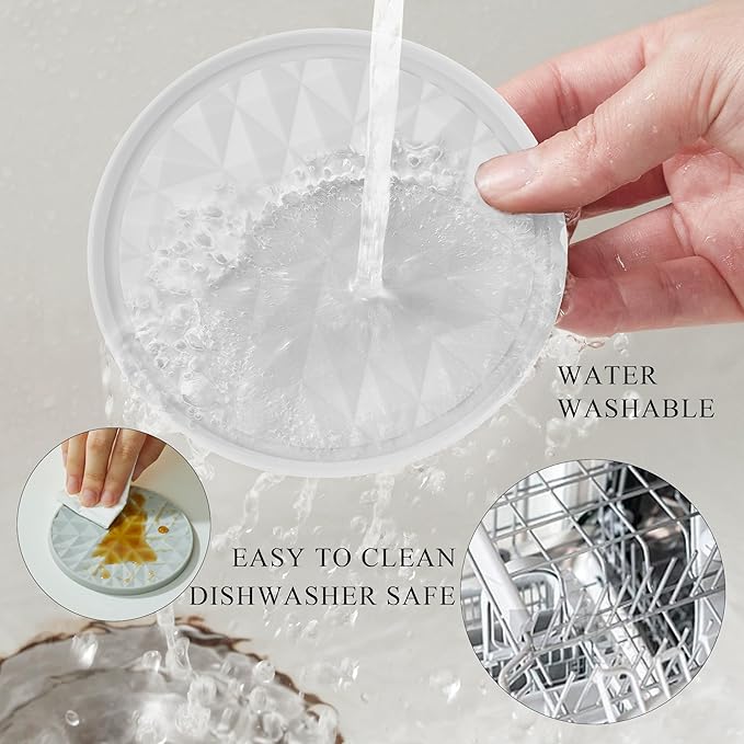 Silicone Coasters for Drinks[8 Pack, No Holder]- Cup Mat for Tabletop Protection-Non-Slip, Non-Stick, Coffee Table Decor, Great Gift for Any Occasion, Semi Transparent
