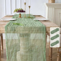 3 Pack Sage Green Cheesecloth Table Runners, 120 Inch 10Ft Moss Gauze Table by YARGEZON