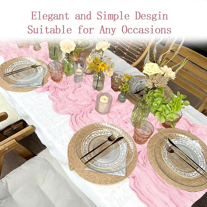 8 Pack Light Pink Cheesecloth Table Runner 20 x 120 inch Gauze Table Runners 10 - Image 7