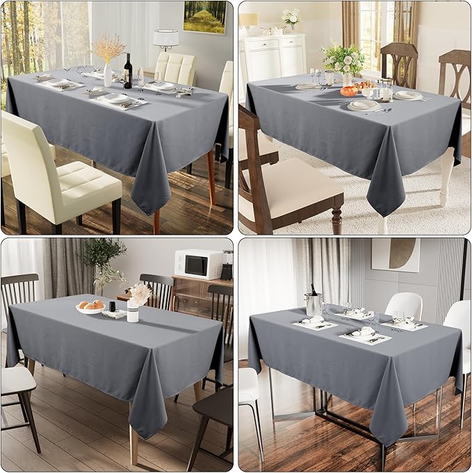 Smiry Rectangle Table Cloth, Waterproof Anti-Scratch Polyester Tablecloth, Decorative Washable Fabric Table Cover for Dining, Buffet, Parties and Outdoor, 60x102, Grey