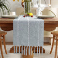 Wracra Rustic Linen Table Runner, Dusty Blue Table Runners 108 inches Long | by Wracra