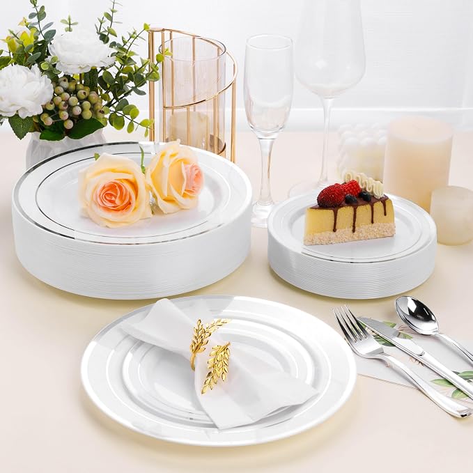 BESTSTAR 100PCS White Plastic Plates - Image 6