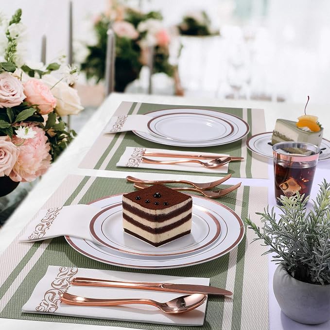 FOCUSLINE 175 Count Rose Gold Dinnerware Set - Image 5
