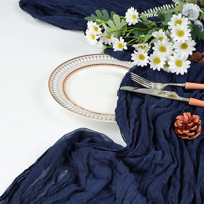 12 Pack Navy Blue Cheesecloth Table Runner 17 x 108 Inch | Boho Gauze Cheese - Image 6