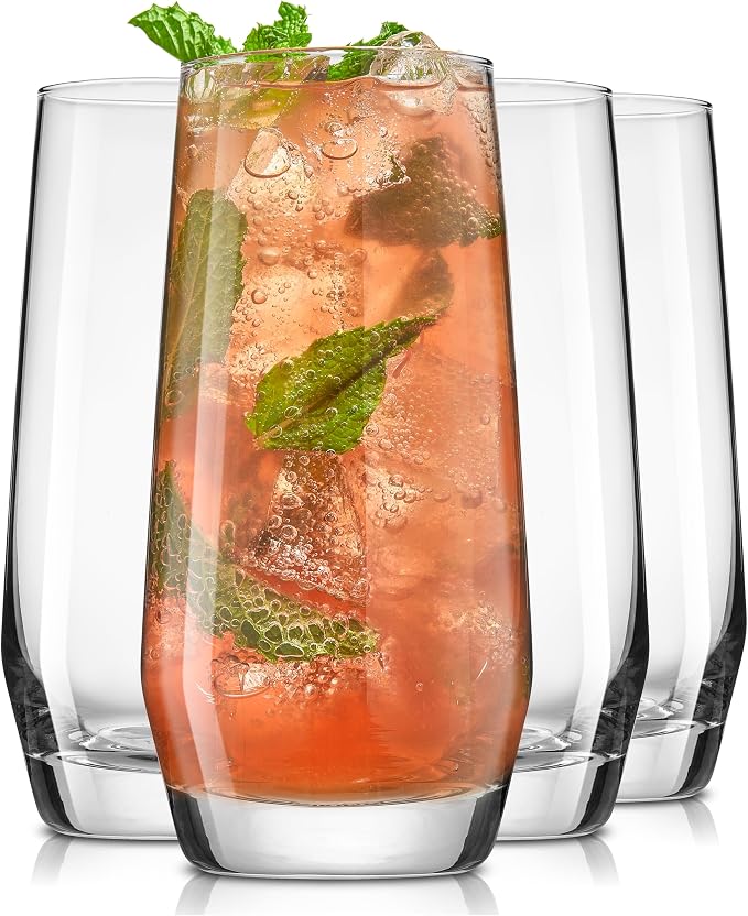 JoyJolt Gwen 18.5 oz Highball Glasses, Mojito Glass Cups, Tom Collins Bar by JoyJolt
