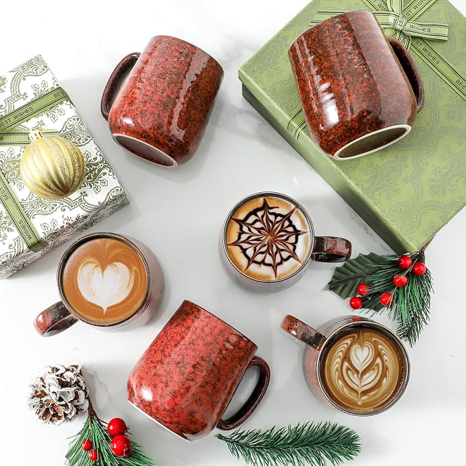 HASENSE Coffee Mugs Set of 6, 15 Ounce Ceramic Coffee Cups Set - Image 5